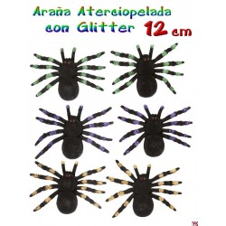 Arana aterciopelada con glitter 12 cm Pack 2 U