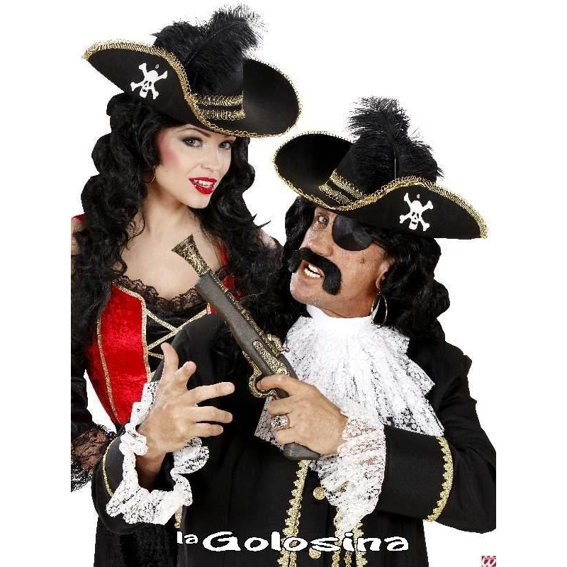 Boland 81901 - Sombrero pirata Fanny para adultos, negro y dorado, pirata,  sombrero, disfraz, carnaval, fiesta temática : : Juguetes y juegos