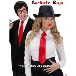 Corbata de tela de raso roja