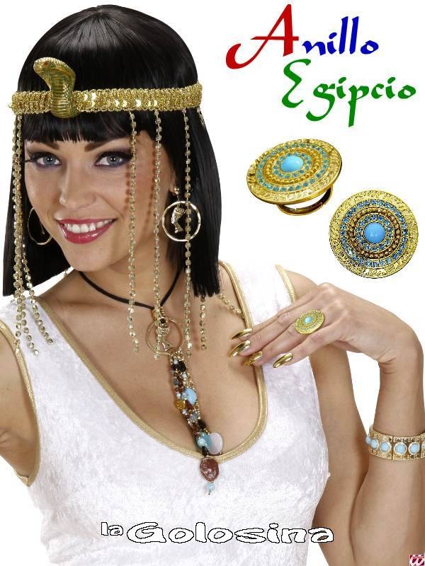 Pertenecer a menos Cordelia Anillo Egipcio dorado con piedras color turquesa - La Golosina