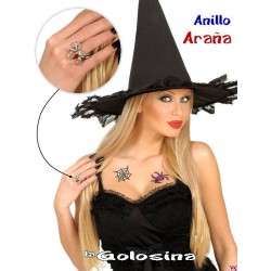 Anillo Arana con piedra roja y strass