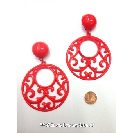 Pendientes plastico labrados altura 9 cm