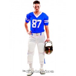 Disfraz Ad. Jugador rugby azul.