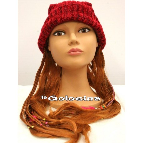 Peluca con gorro trenzas chica