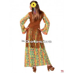 Disfraz Ad. Hippie falda multicolor