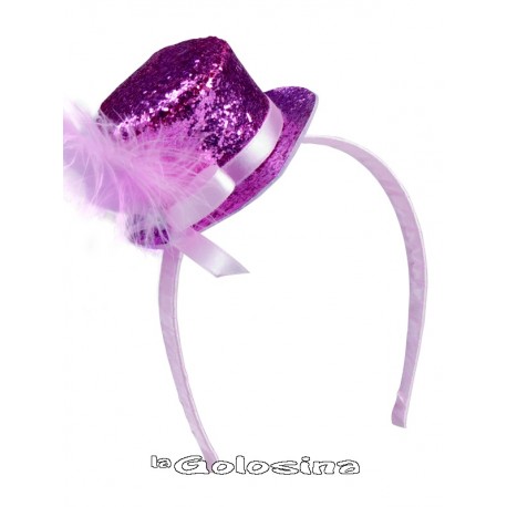 Diadema Mini Sombreros Copa Glitter.