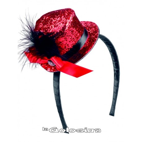 Diadema Mini Sombreros Copa Glitter.