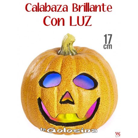 Calabaza brillante con luz 17 cm