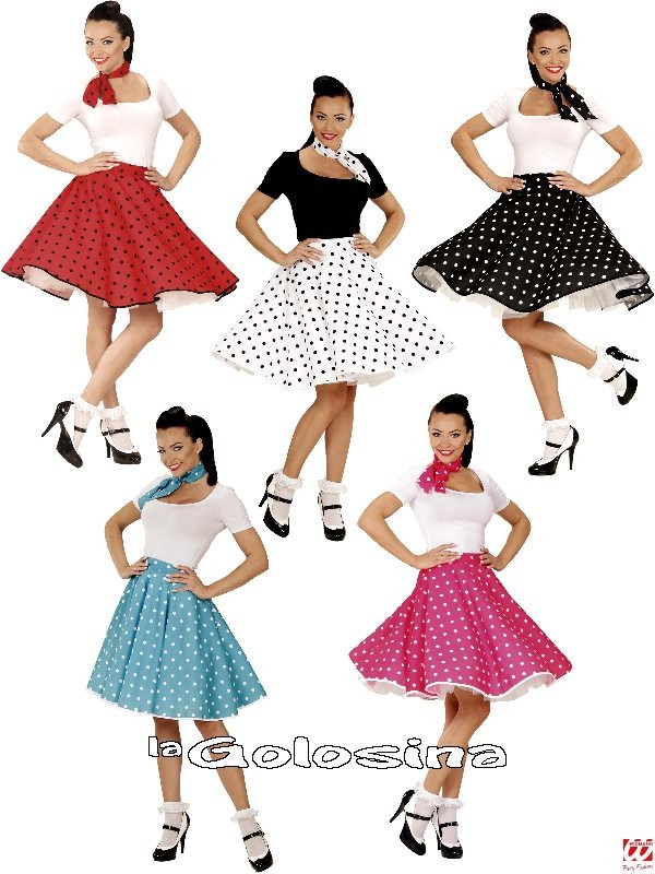 Falda de lunares polka años 50 y pañuelo para category_name