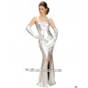Disfraz Ad. Vestido fiesta GLAMOUR plateado
