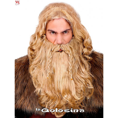 Peluca Vikinga con barba y bigote