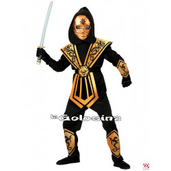 Disfraz Niño: Ninja dorado y negro.