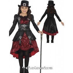 Disfraz Niña: Gothic Girl rayas.
