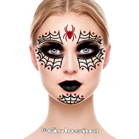 Tatuaje (Tatoo) Araña glitter face, 20x20 cm.