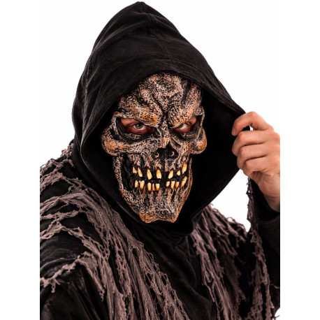 Mascara espuma y latex media cara capucha Grim Reaper. Infantil