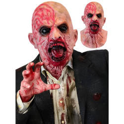 Mascara cabeza entera cuello zombie, latex.