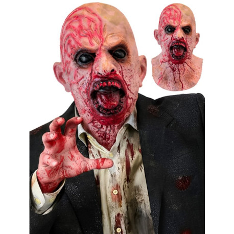 Mascara cabeza entera cuello zombie, latex.