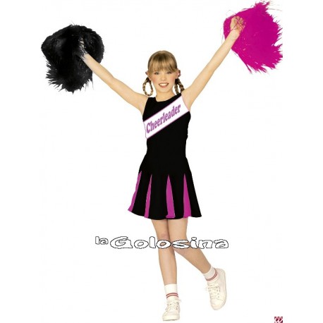 Disfraz Inf. Nina Cheerleader negro y rosa