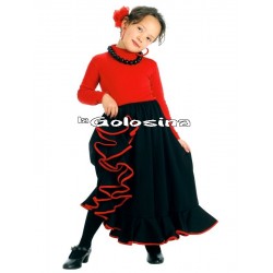 Falda Inf. Nina Negro borde rojo