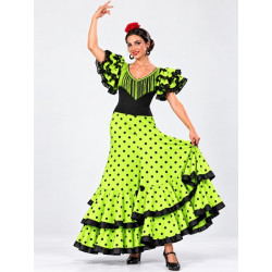 Disfraz Sevillana Verde topos negros.
