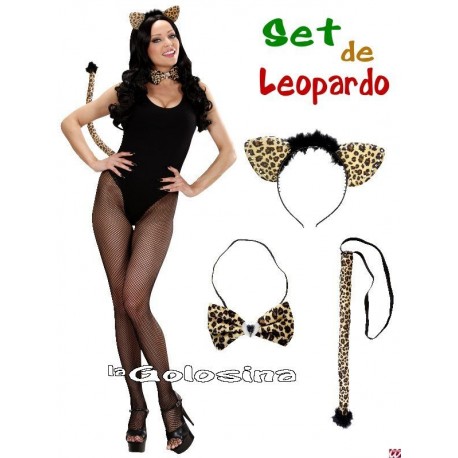 Set de Leopardo diadema, pajarita, rabo